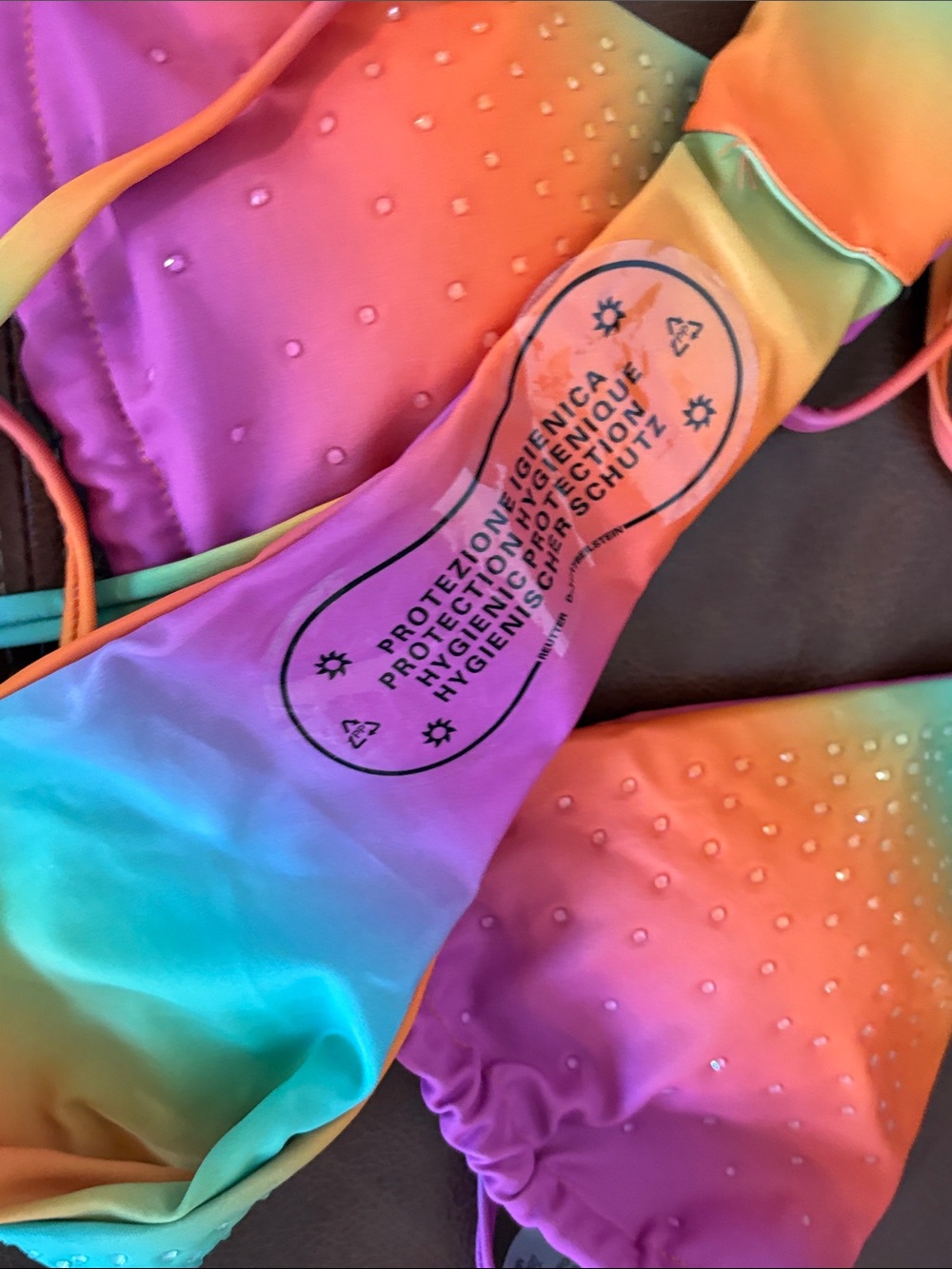 2pcs Colorful Halter Bikini Set 3D Rhinestones Small - Picture 9 of 9
